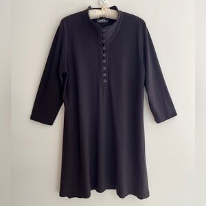 SYMPLI Tunic or Mini-Dress A Line Button Up Mock Neck Travel Basic Lagenlook
